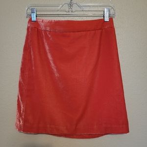 J Crew Velvet Skirt, coral colored, size 0